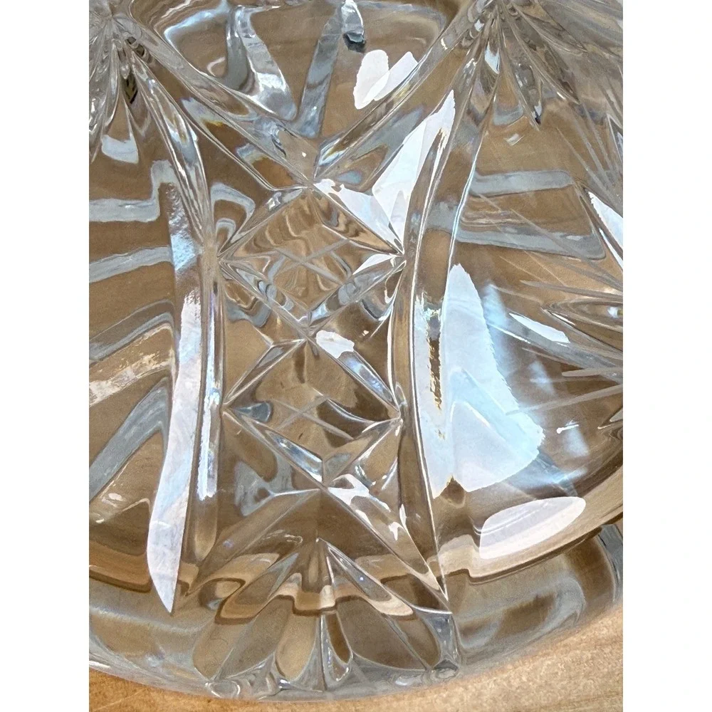 Vintage Lead Crystal Ships Decanter Pinwheel Starburst Cut Glass with Stopper